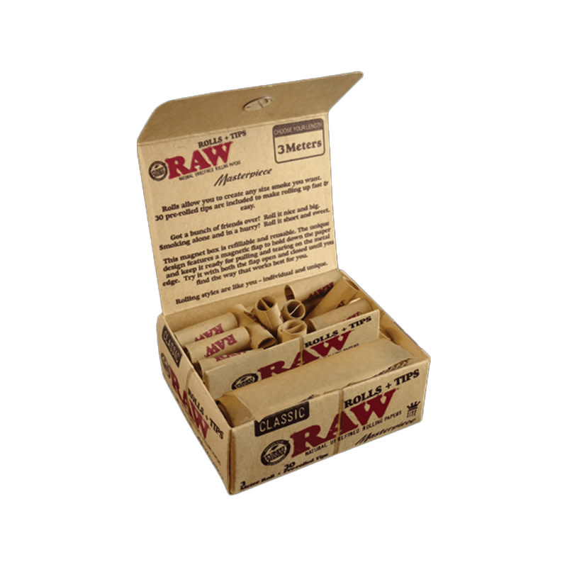 raw raw masterpiece 3m roll 30 pre rolled tips