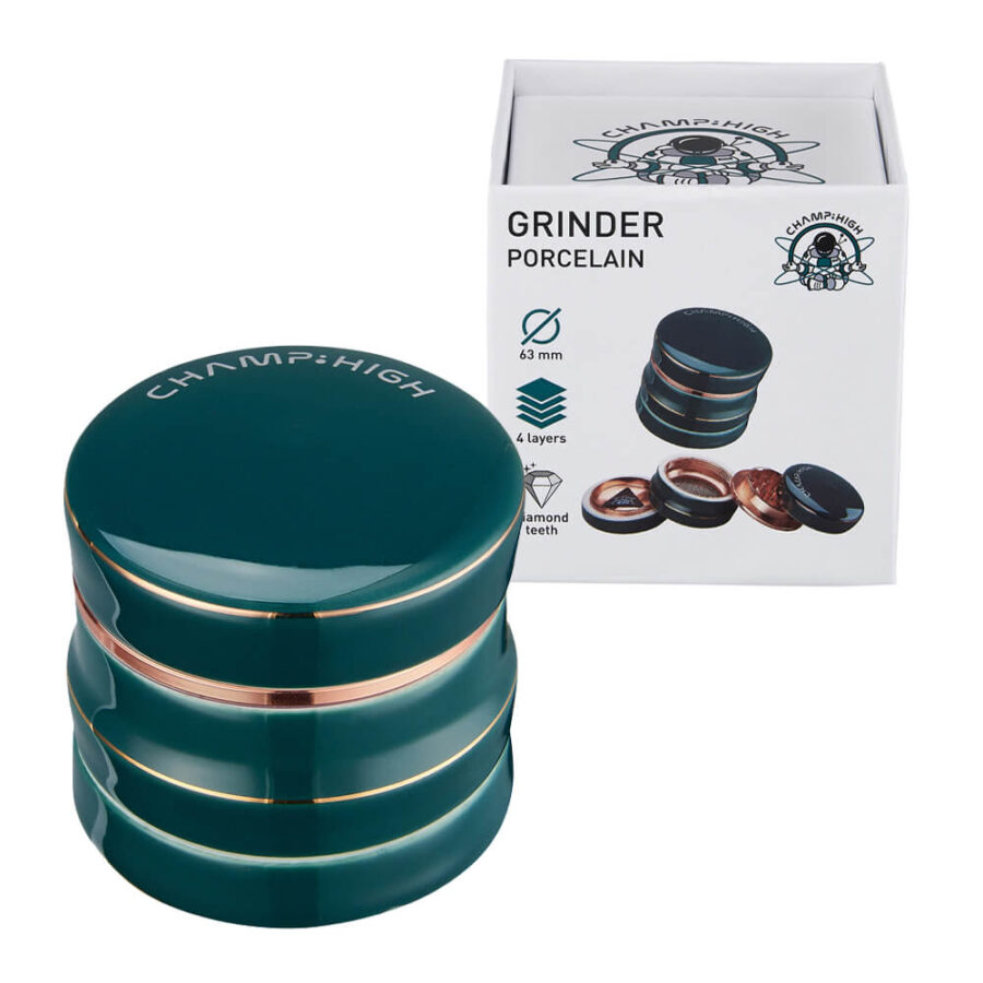 Champ High Porcelain Grinder Green 4 Parts – 63mm - Image 3