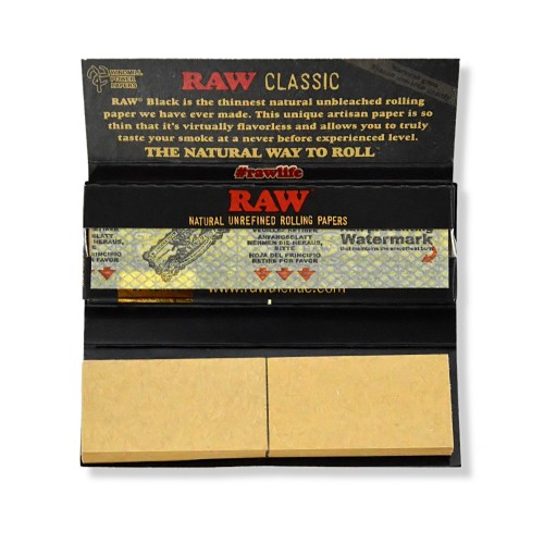 RAW Classic Black Connoisseur jointpapir 1 1/4 + filtre - 50 ark - Billede 2